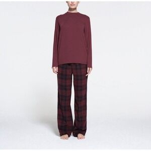 NEW! Skims Plaid Fleece Pajama Pants Soft Cozy Loungewear Maroon Black Men's 2XL